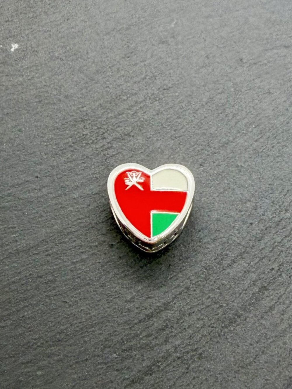 Pandora Oman Flag Heart Charm Sterling Silver Jewelry